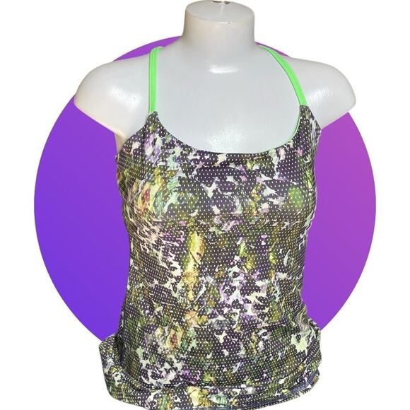 Lululemon Women’s Dancing Warrior Tank Top Green Watercolor Floral Size 8 M - Picture 9 of 10